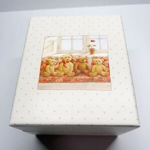Vintage 80s Hallmark Floral Teddy Bear Recipe Box